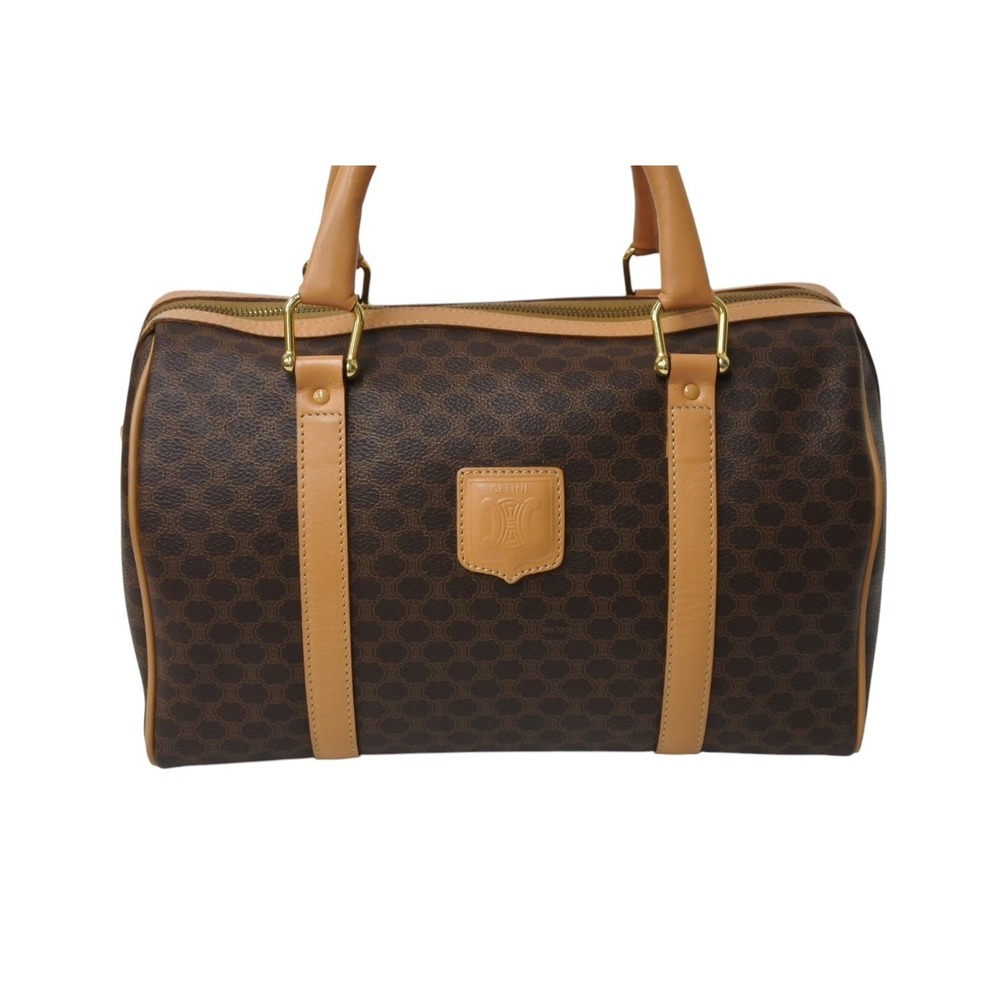 CELINE Boston Bag Macadam Beige Tan Brown Leather - Picture 2 of 10
